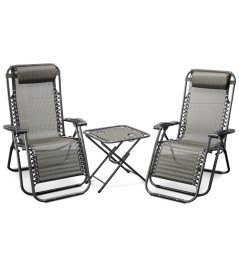 2 CHAISES RELAX + TABLE PLIANTE