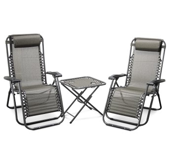 2 CHAISES RELAX + TABLE PLIANTE