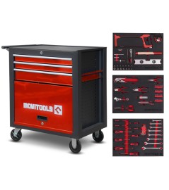 Servante d'atelier 3 tiroirs + espace de rangement + accessoires