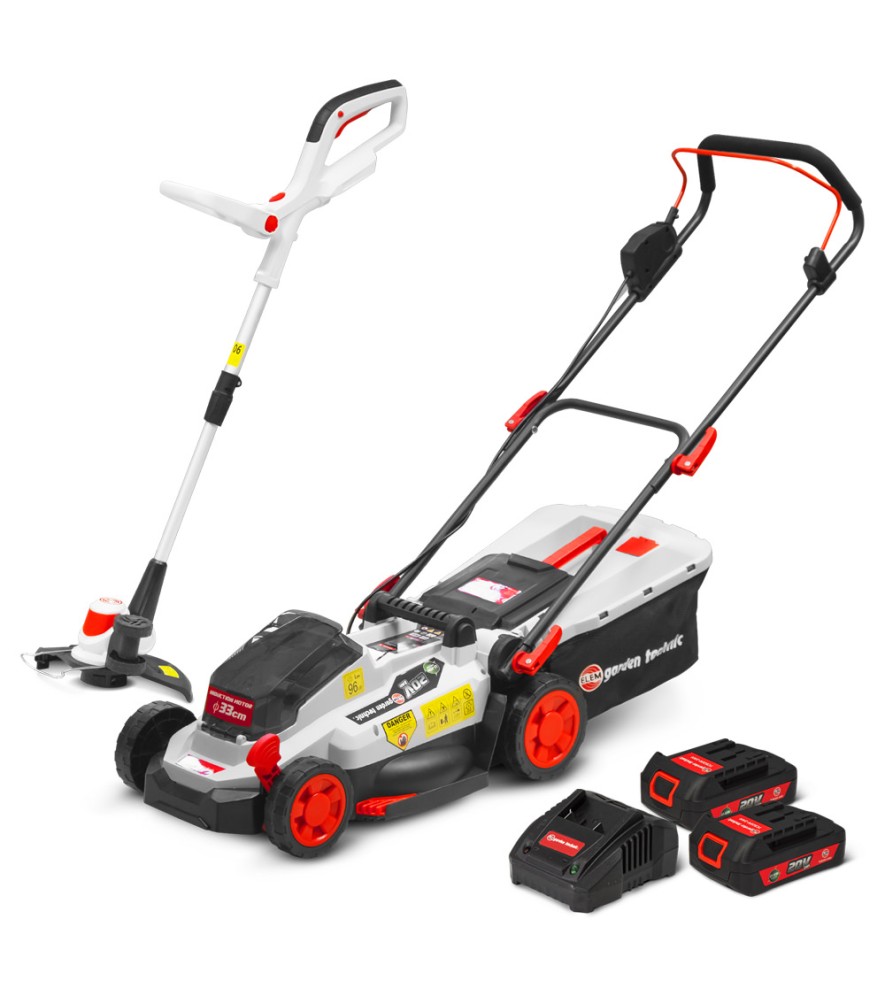 Oplaadbare maaier en grasmaaier 20V max + 2 accu's