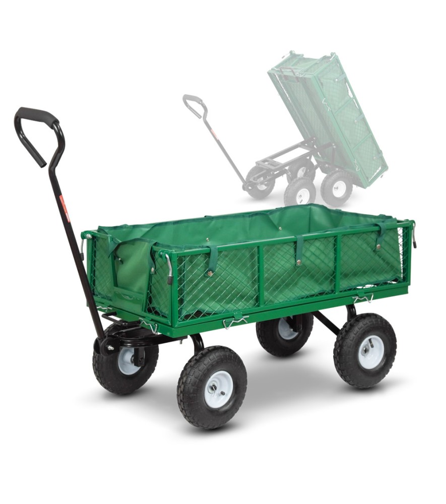 Stalen tuinwagen met afneembaar zeil en kiepbak 108 x 50 x 95cm 