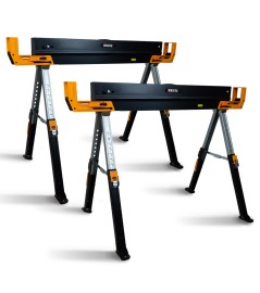 Lot de 2 tréteaux d’atelier métalliques pliables et téléscopiques – Charge max 1180kg