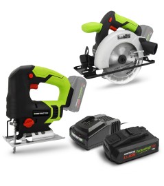 Set van 2 20V snoerloze machines (decoupeerzaag en cirkelzaag) + 1 x 2Ah accu