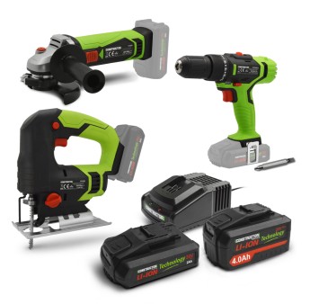 Kit 3 machines sans fil 20V + 2 batteries et 1 chargeur