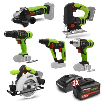 Kit 6 machines sans fil 20V + 3 batteries 4Ah et chargeur