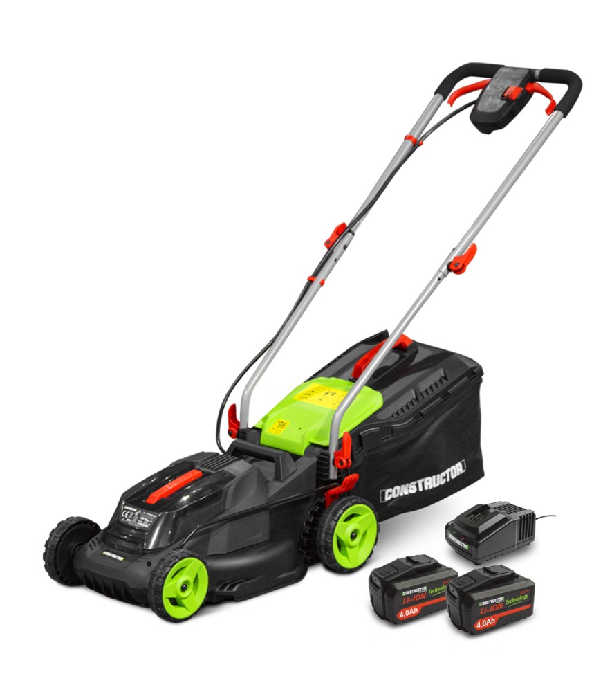 Oplaadbare grasmaaier 40V (2x20V) 34 cm met 2 x 4Ah batterijen en lader 