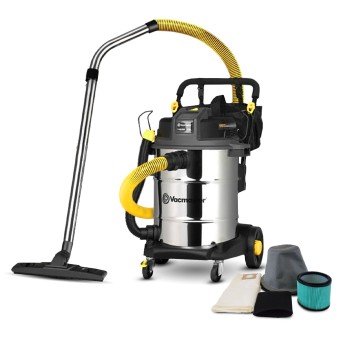Aspirateur eau et poussières 1600W - 50L inox - 23 Kpa avec soufflerie et vidange de la cuve