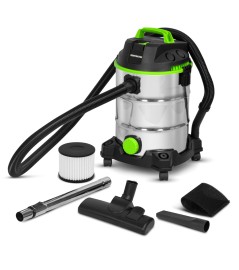 Aspirateur eau et poussières 1400W - 30L inox - 18 Kpa avec soufflerie et bouchon de vidange