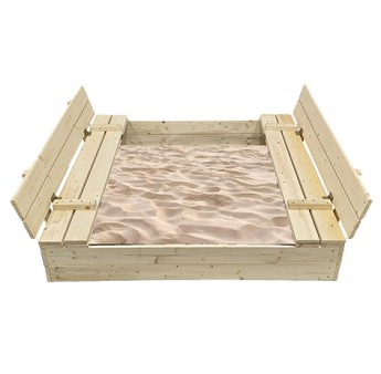 Houten zandbak 140x140cm met scharnierend deksel - Elem Garden