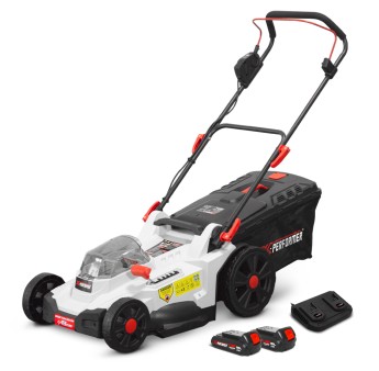 Oplaadbare grasmaaier 2 X 20V max 43 cm met 2Ah accu's en dubbele lader â?? X-Performer