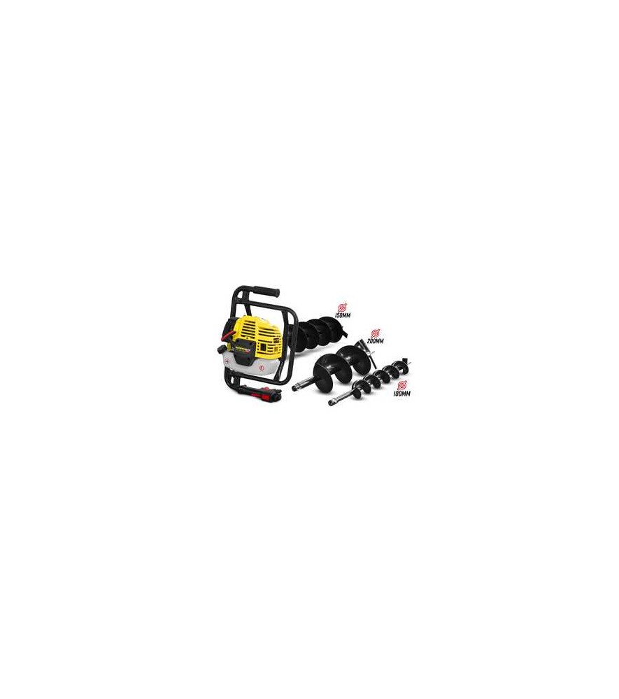 Tarière thermique 52CC + 3 mèches 100 - 150 et 200mm - Gardeo