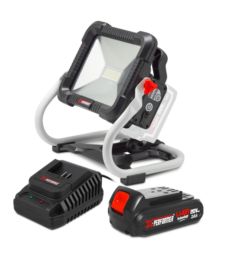 Projecteur de chantier rechargeable 20V avec batterie 2Ah - X Performer 