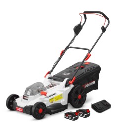 Oplaadbare grasmaaier 2 X 20V max 43 cm met 2Ah accu's en dubbele lader â?? X-Performer